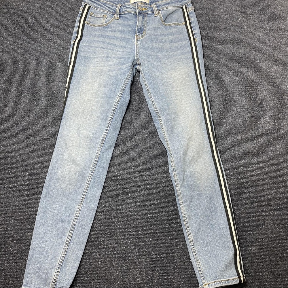 Eunina Skinny Jeans Womens 28 Blue Light Wash Side Stripe Mid Rise Denim
